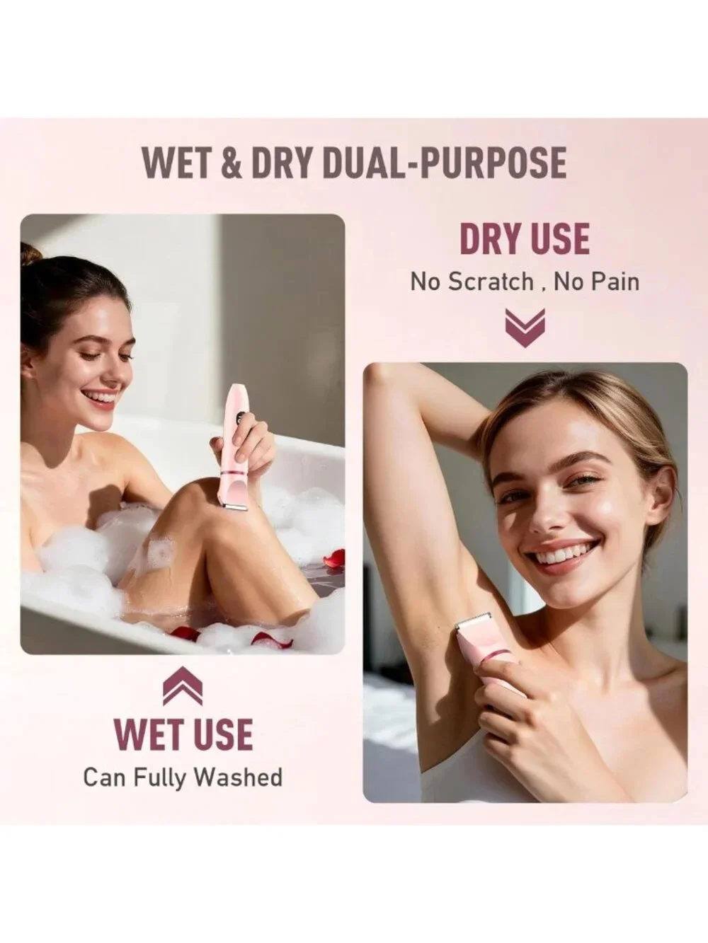 3-in-1 Waterproof Bikini Trimmer & Electric Razor for Women, LED Display